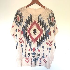 Boho Knit Top w/ Aztec Pattern
